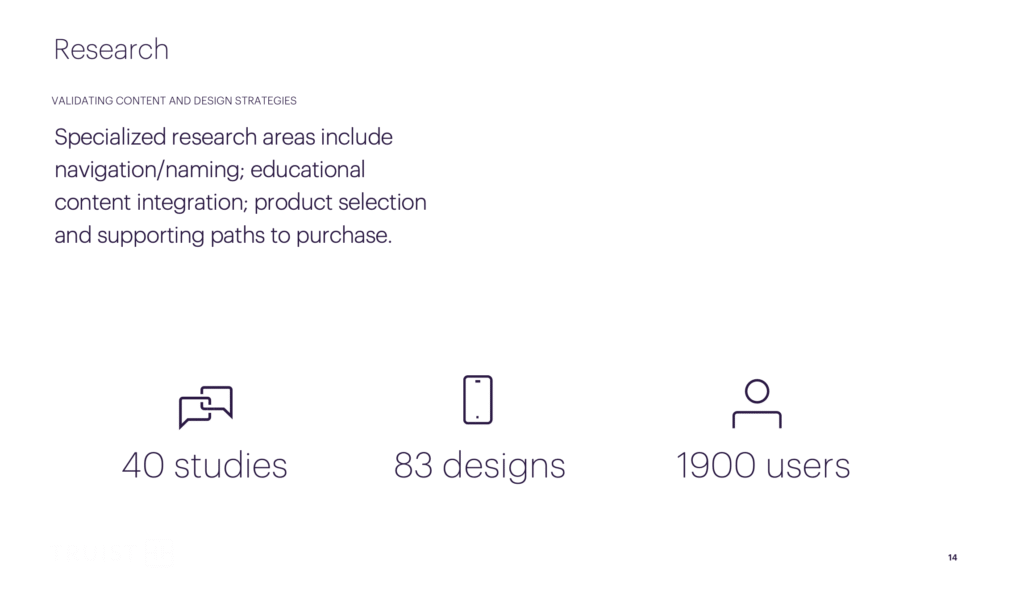 Presentation slide showing research study numbers